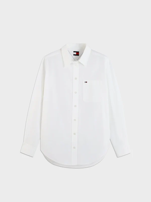 Tommy Hilfiger Jeans - Women's Relaxed Fit Yarn Dyed Poplin Shirt Off White / XS