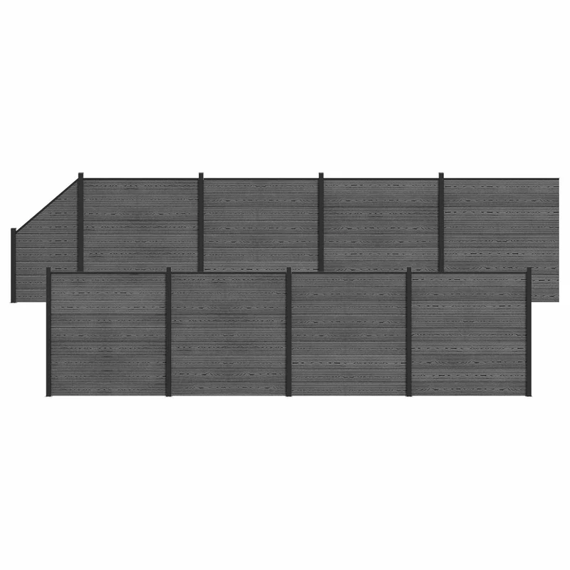 Hekpaneel set 9 stuks WPC aluminium grijs 1484x186 cm