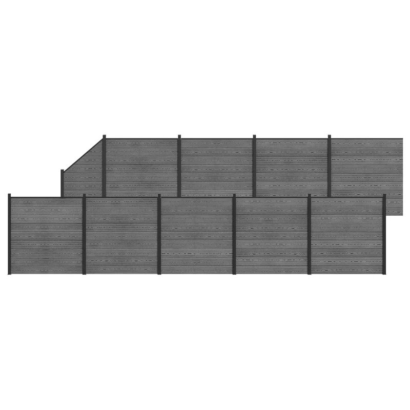 Hekpaneel set 10 stuks WPC aluminium grijs