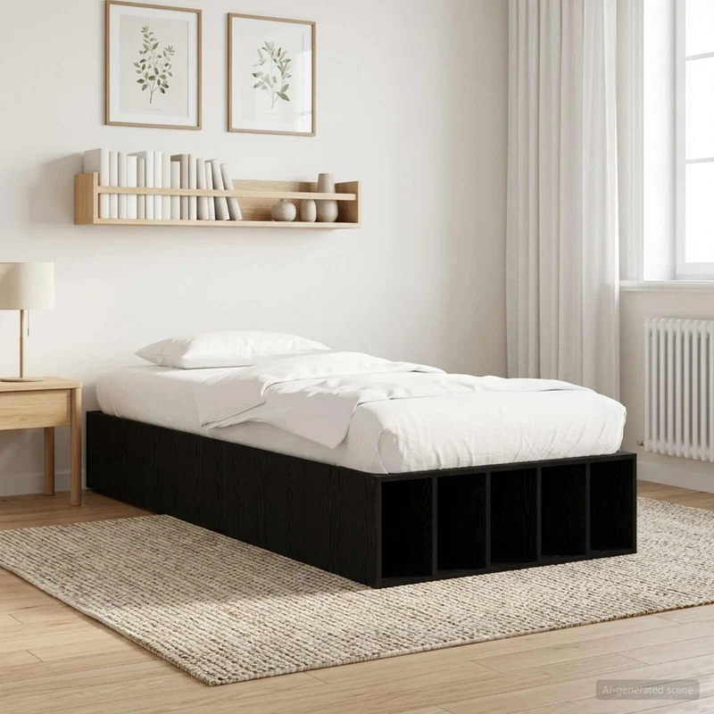 Sänkykehys varastolla Musta tammi 80 x 200 cm Tekninen puu