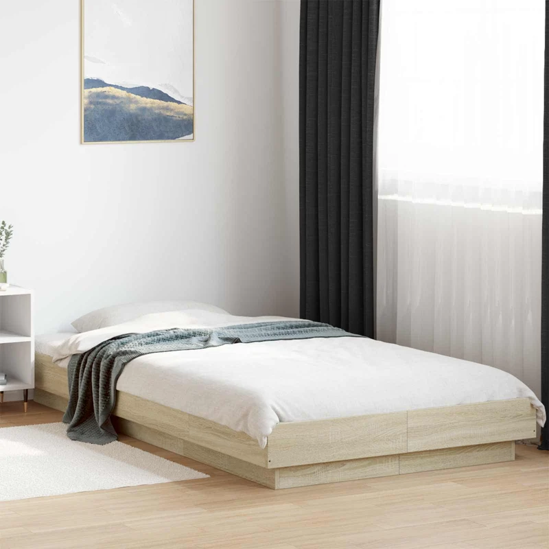 Sängyn runko LED-valolla Sonoma-tammi 80 x 200 cm Tekninen puu