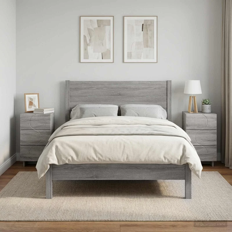 Yöpöytäkaappi 2 kpl Harmaa Sonoma 33,5 x 34,5 x 60 cm
