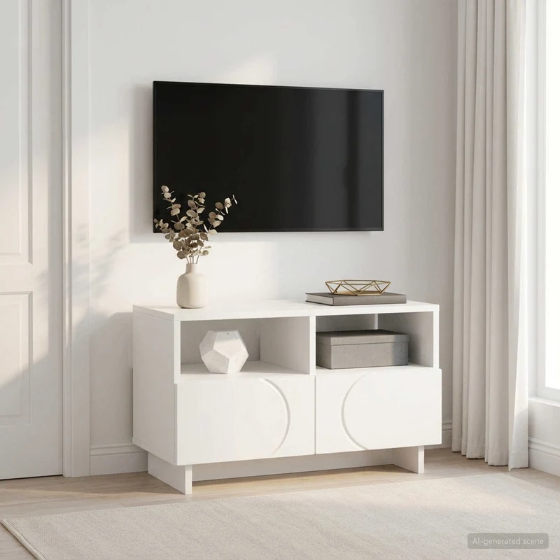 TV-teline 60 x 34.5 x 40 cm valkoinen Tekninen puu