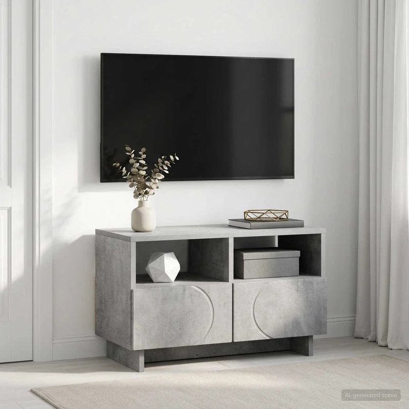 TV-teline 60 x 34.5 x 40 cm Betoninharmaa Tekninen puu