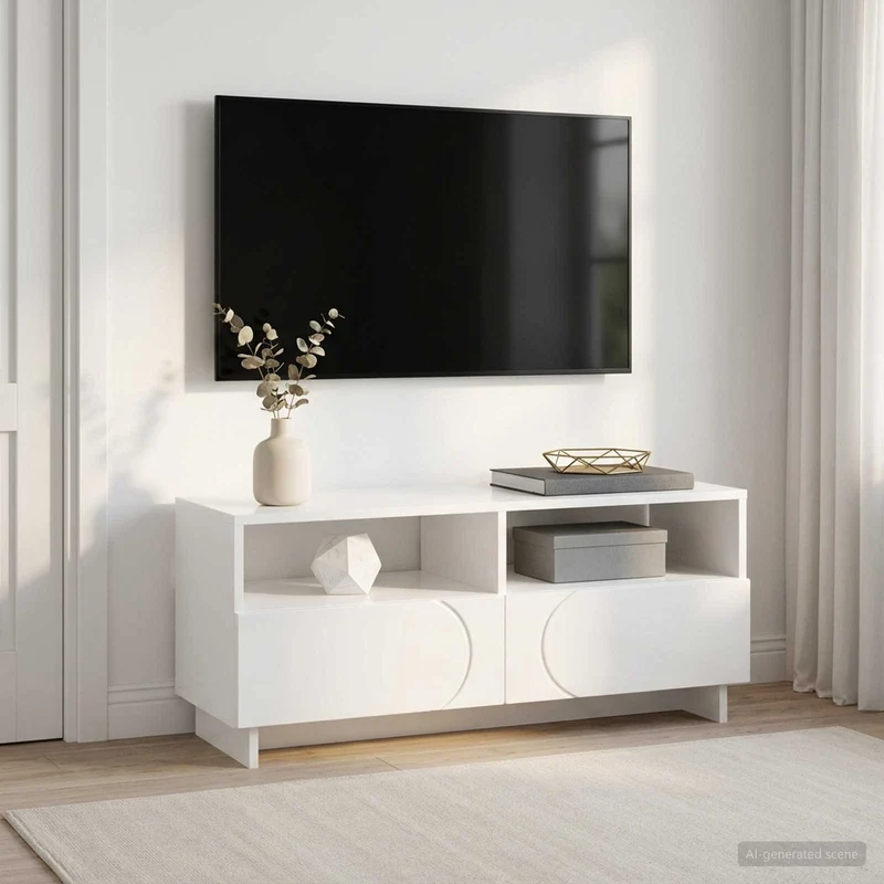 TV-teline 90 x 34.5 x 40 cm Korkeakiiltoinen valkoinen