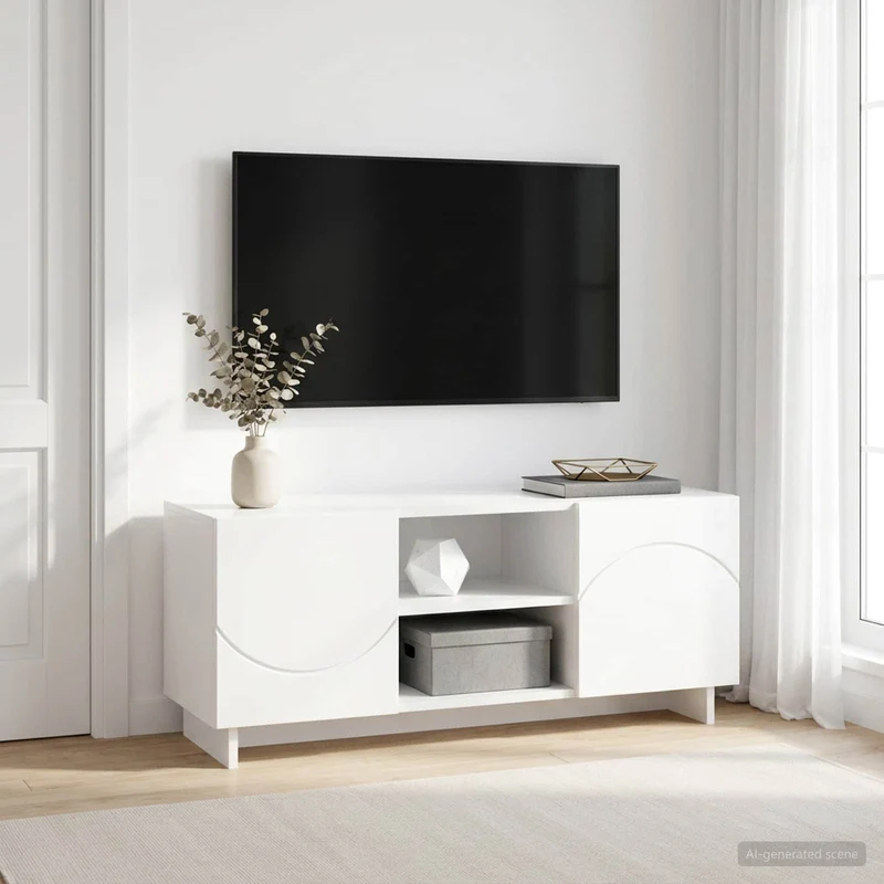 TV-teline 90 x 34.5 x 40 cm valkoinen Tekninen puu