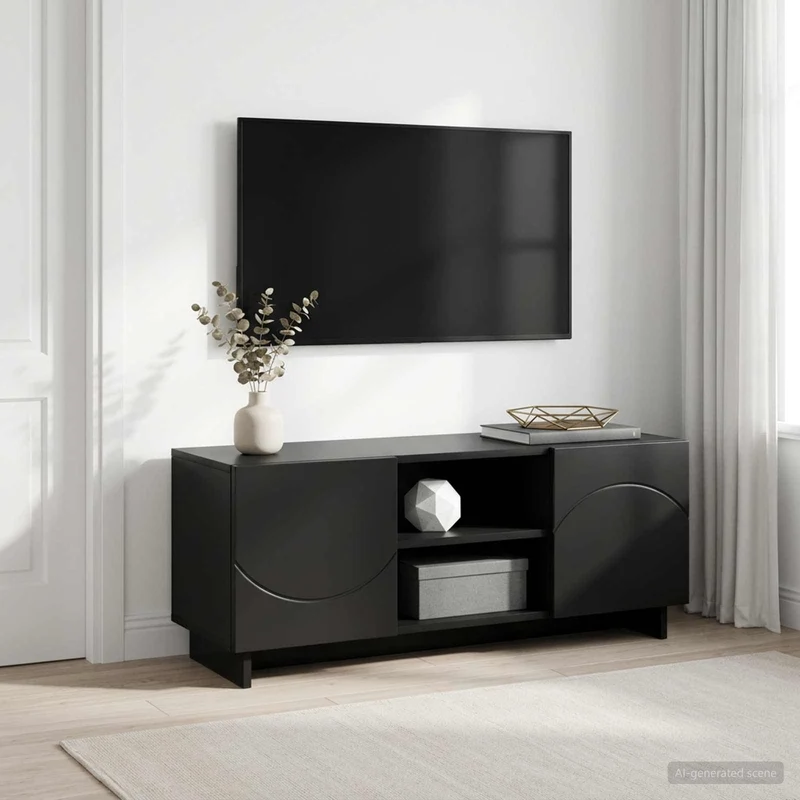 TV-teline 90 x 34.5 x 40 cm Musta Tekninen puu