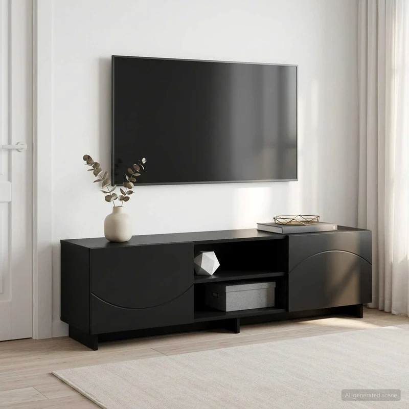 TV-teline 140 x 34.5 x 40 cm Musta Tekninen puu