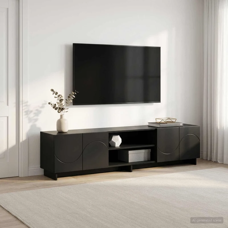 TV-teline 180 x 34,5 x 40 cm Musta Tekninen puu