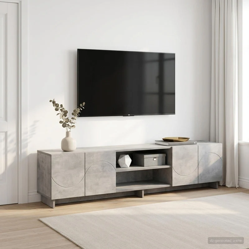 TV-teline 180 x 34,5 x 40 cm Betoninharmaa Tekninen puu