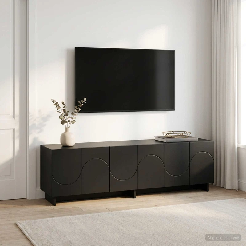 TV-taso 140 x 34,5 x 40 cm Musta Tekninen puu