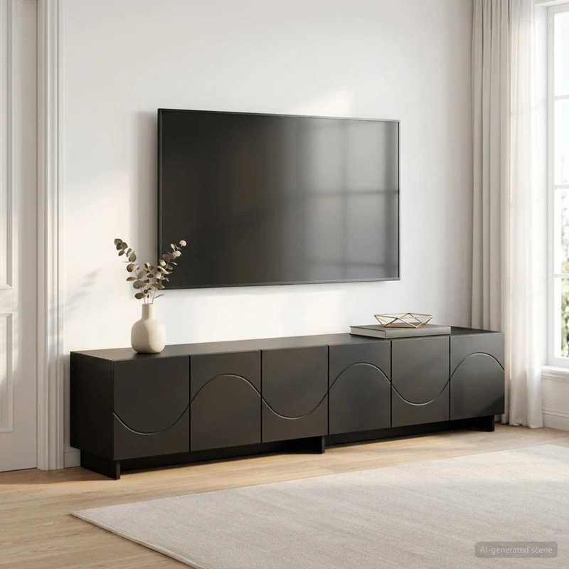 TV-taso 180 x 34,5 x 40 cm Musta Tekninen puu