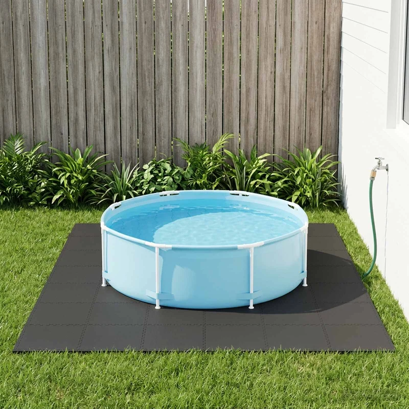 Zwembad grondmat 24 stuks 60x60x2 cm zwart