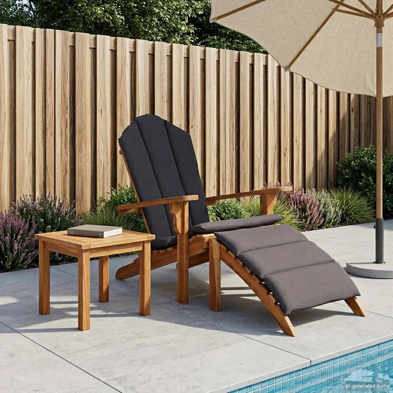 Puutarhan Adirondack-tuoli jalkatuella Luonnollinen Tiikkipuu