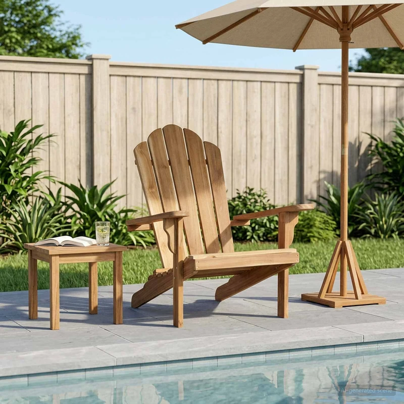Pihan Adirondack-tuoli Luonnollinen Tiikkipuu