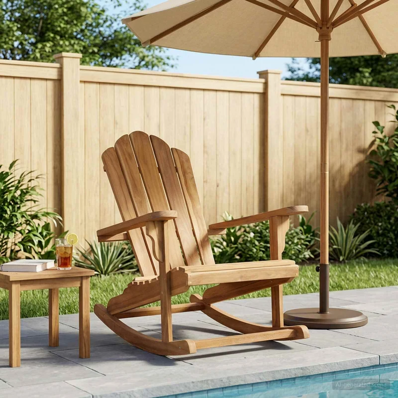 Puutarhan Adirondack keinutuoli Luonnollinen Täysi Tiikki