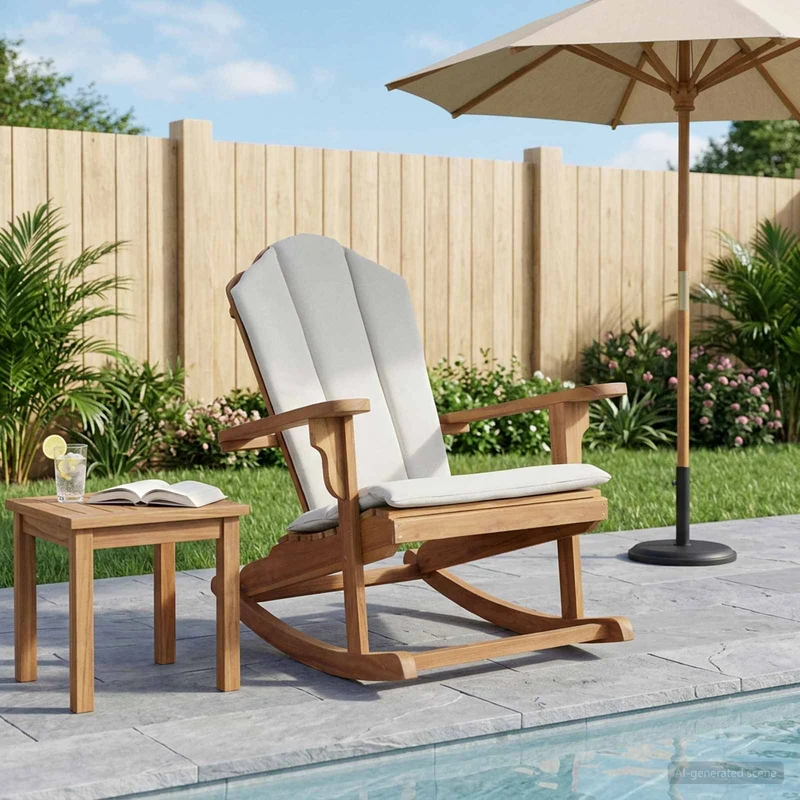 Puutarhan Adirondack keinutuoli Luonnollinen Täysi Tiikki