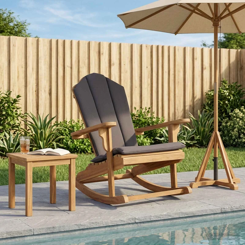 Puutarhan Adirondack keinutuoli Luonnollinen Täysi Tiikki