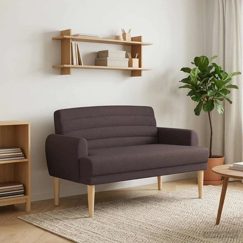 Loungebank 116x67x80 cm donkerbruin stof