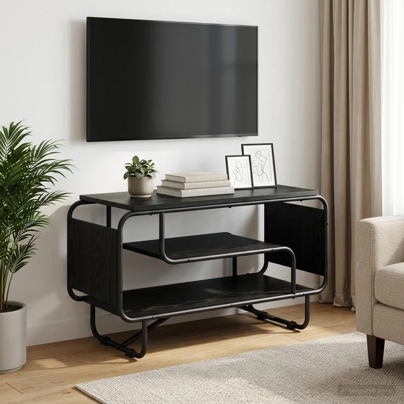 TV-teline 80 x 36 x 45 cm Musta tammi Tekninen puu