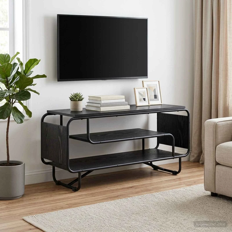 TV-teline 98 x 36 x 45 cm Musta tammi Tekninen puu