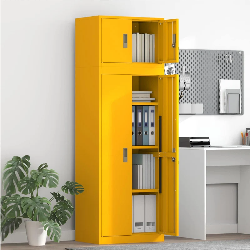 Archiefkast 2 st mosterdgeel 60x40x180 cm staal