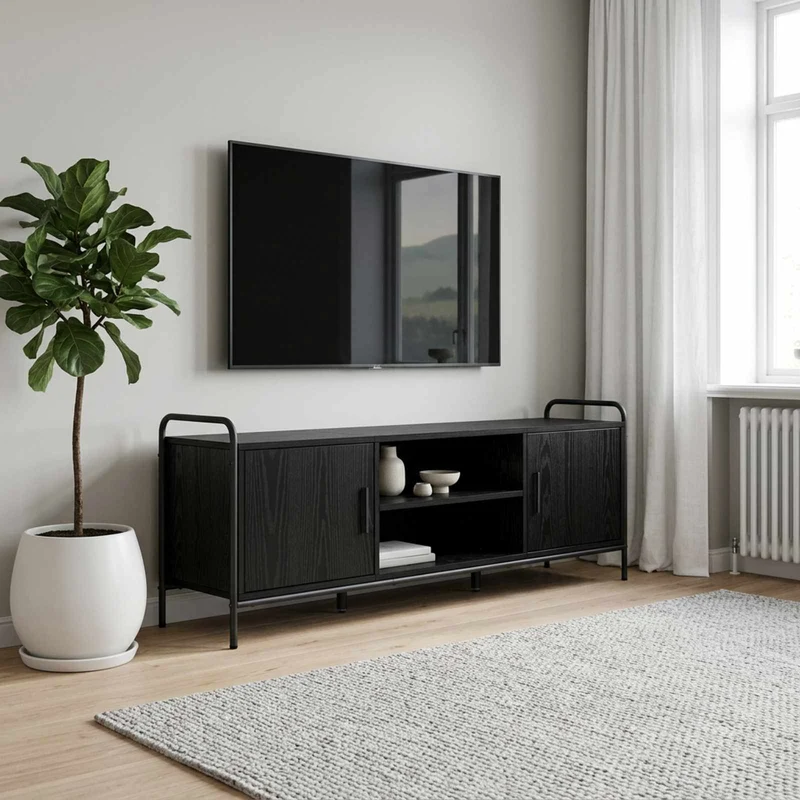 TV-kaappi 133 x 33 x 50 cm Musta tammi Tekninen puu