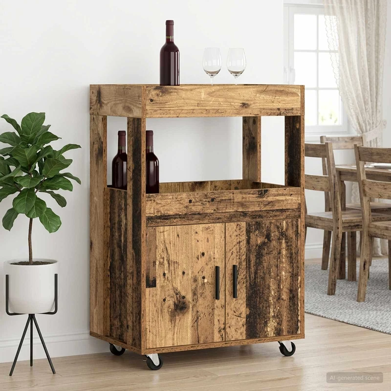 Baari kärry Vanha puu 60 x 39,5 x 89 cm Tekninen puu