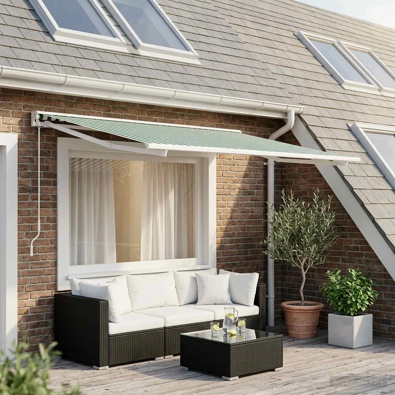 Zonneschermdoek vervangend groen wit 350x200 cm