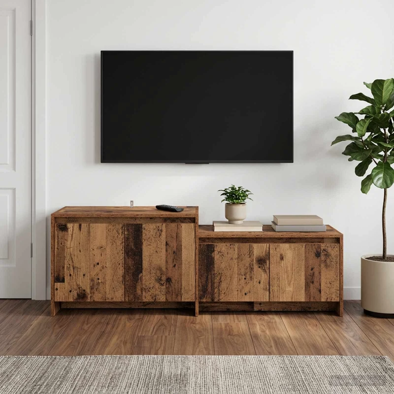 TV-kaappi 147 x 35 x 50 cm Vanha puu Tekninen puu