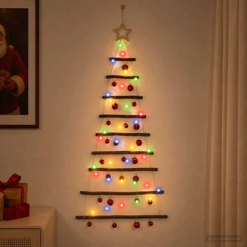 Hangende kerstboom 120 cm met 50 LED's meerkleurig