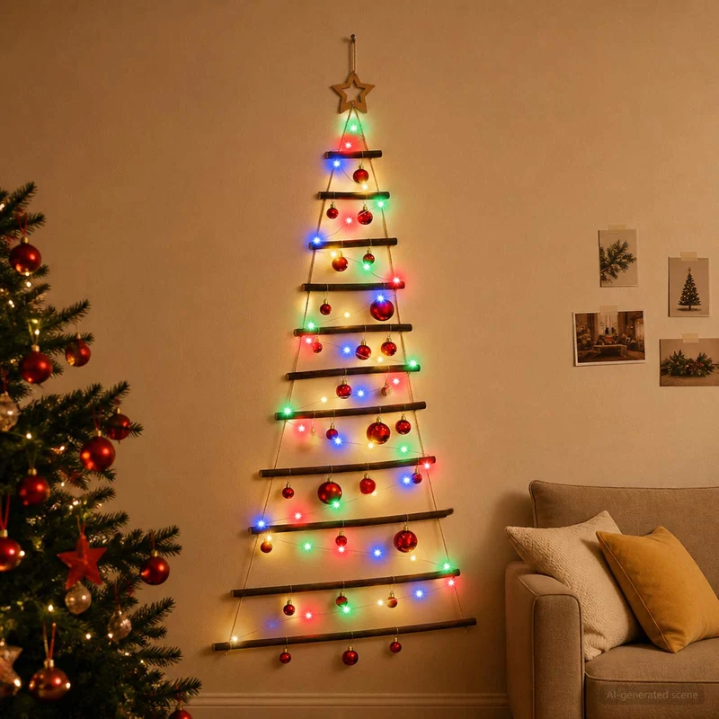 Hangende kerstboom 150 cm 80 LED's meerkleurig
