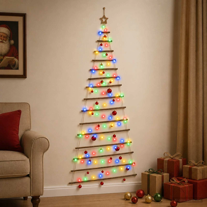 Hangende kerstboom 210 cm 130 LED meerkleurig