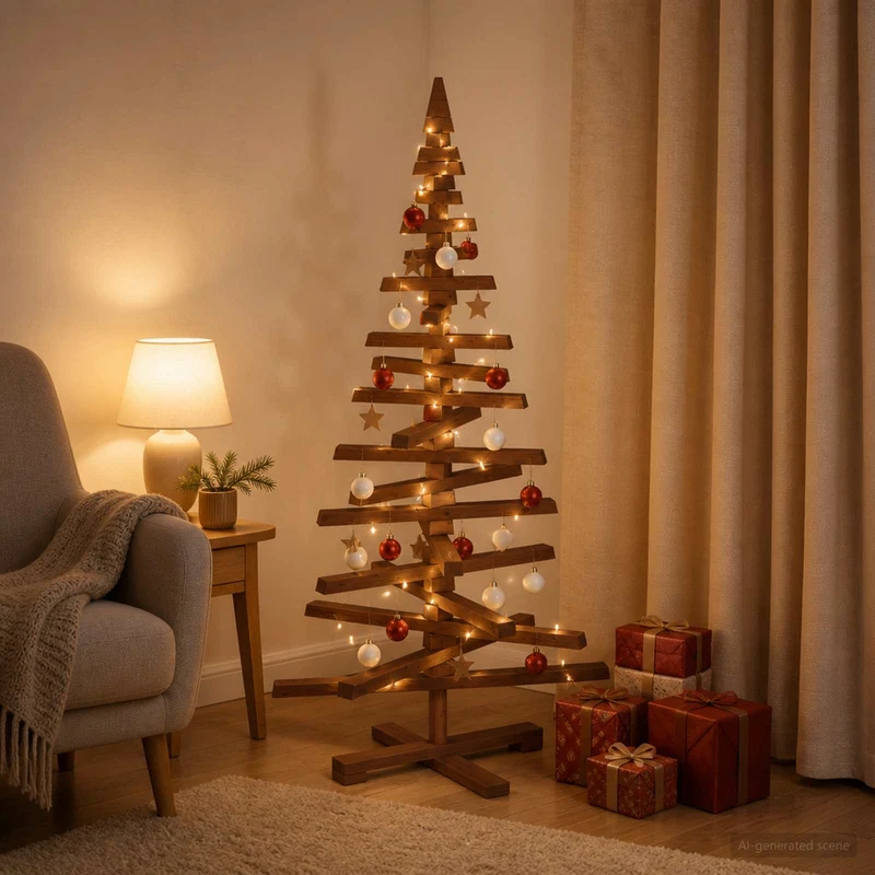 Houten kerstboom 120 cm massief grenenhout
