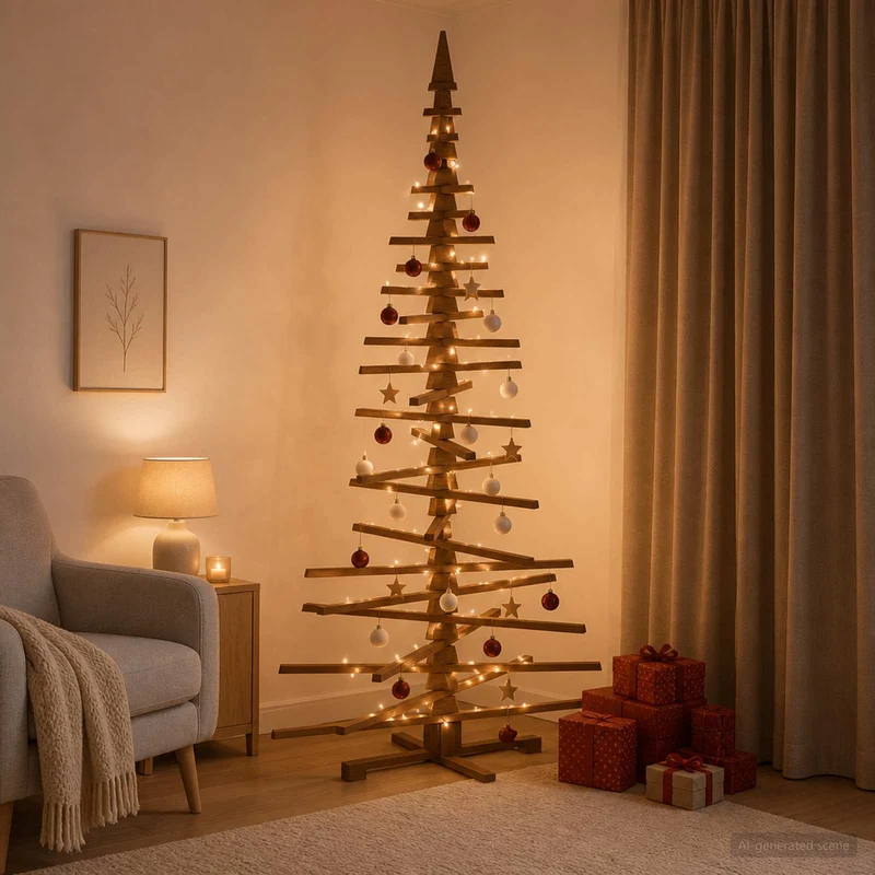 Houten kerstboom 210 cm massief grenenhout