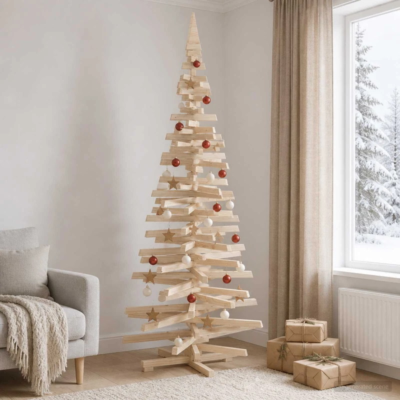 Houten kerstboom KOTKA 240 cm Massief grenenhout Natuurlijk