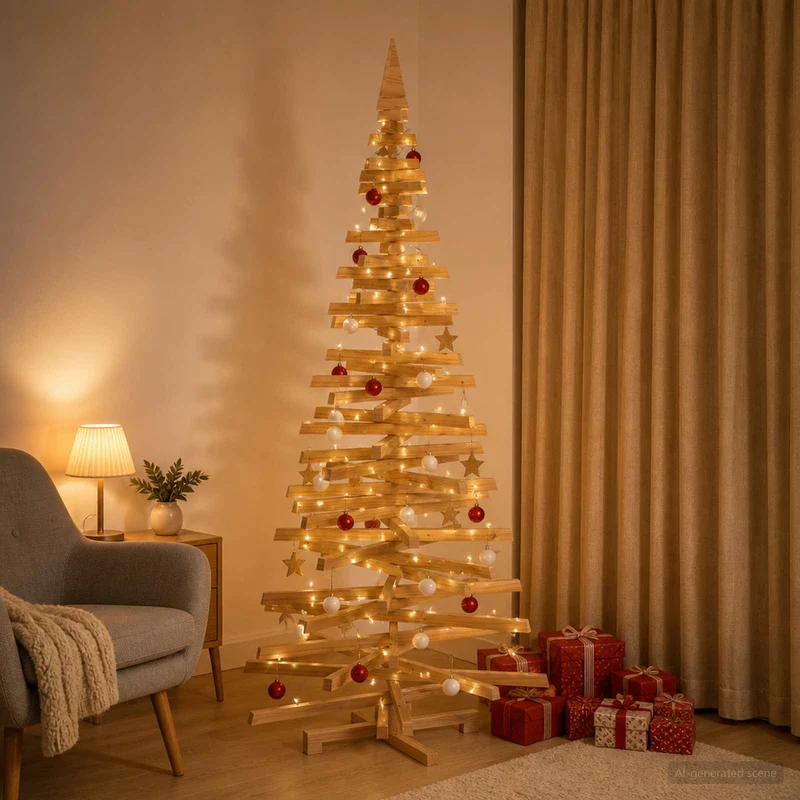Houten kerstboom 240 cm massief grenenhout
