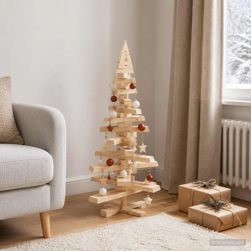 Houten kerstboom 90 cm massief grenenhout