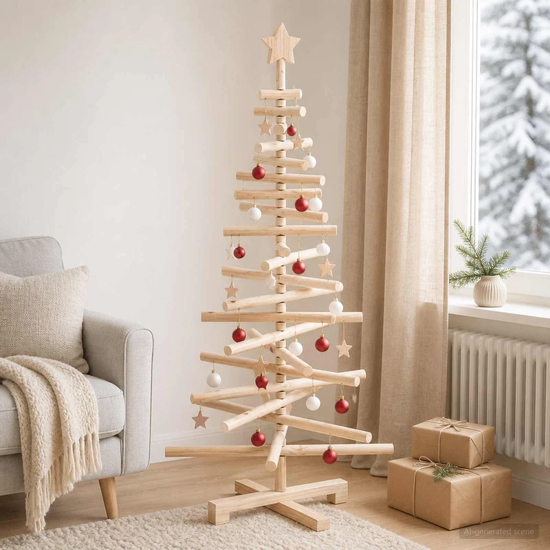 Houten kerstboom 120 cm massief grenenhout