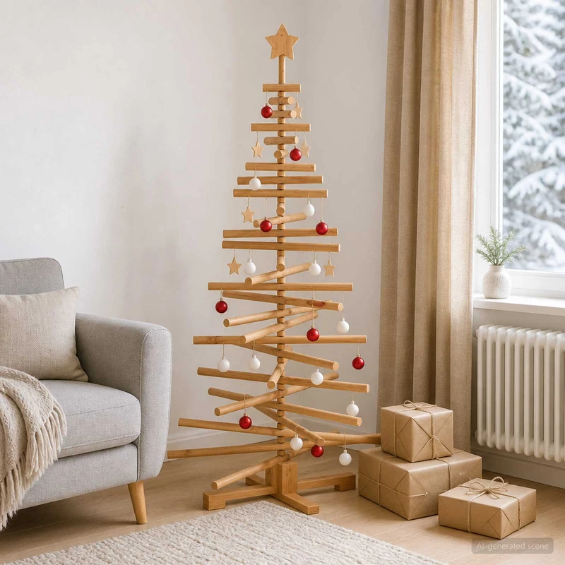 Houten kerstboom 150 cm massief grenenhout