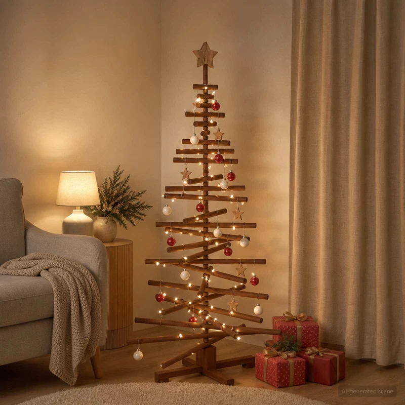 Houten kerstboom 150 cm massief grenenhout