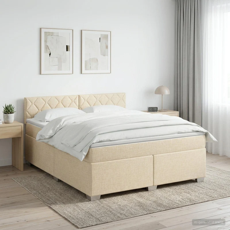 Boxspringbed met matras 140x190 cm crèmekleurig