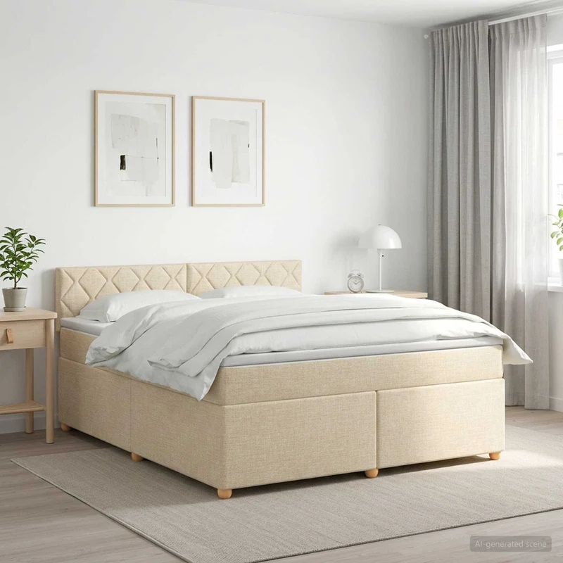 Boxspringbed met matras crèmekleurig 140x200 cm