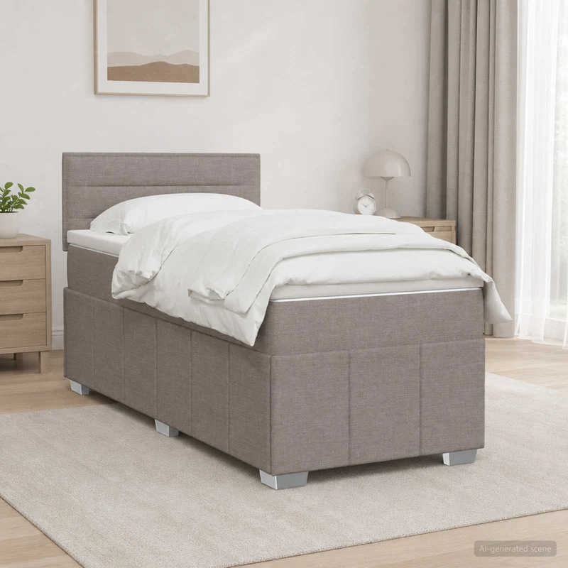 Boxspringbed 100x200 cm taupe met hoofdbord