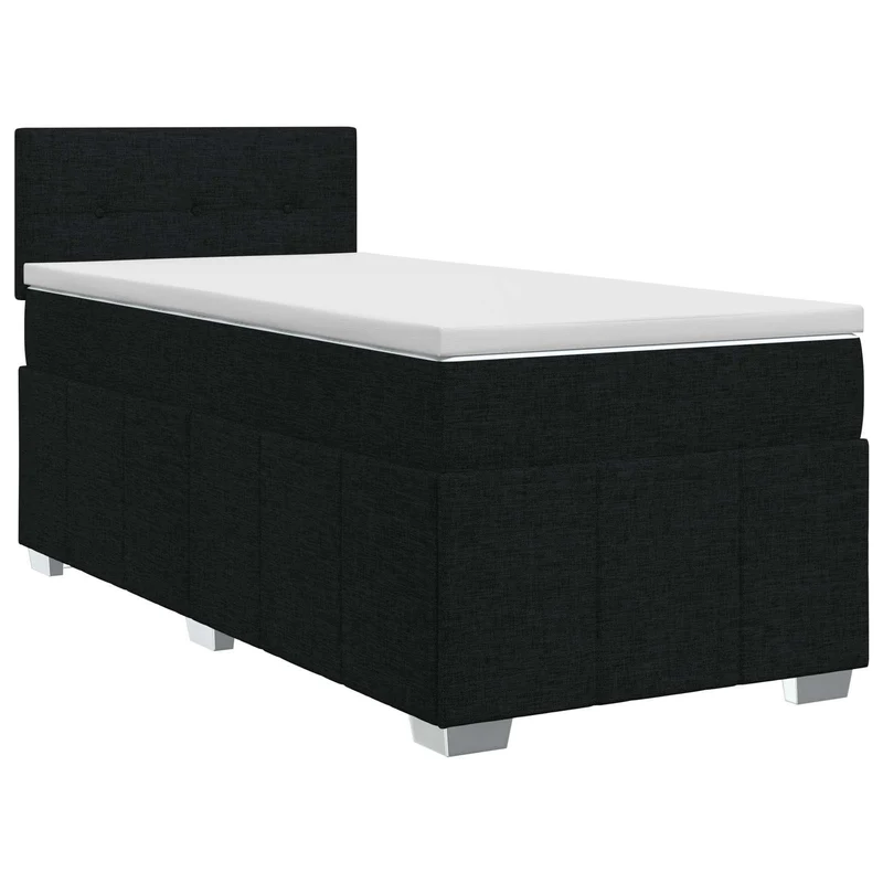 Boxspringbed 100x200 cm zwart stof met hoofdeinde