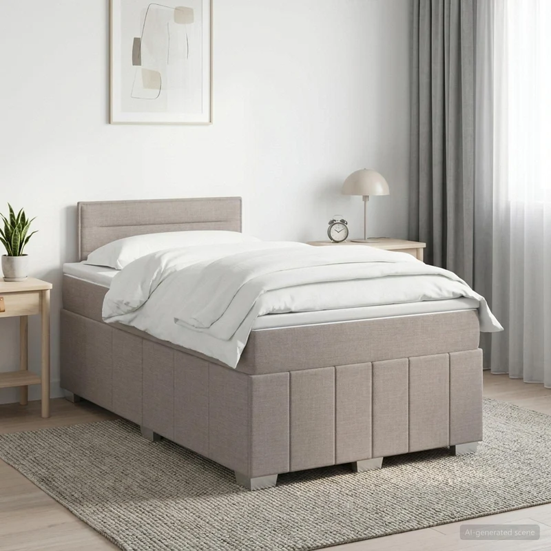 Boxspringbed 120x190 cm taupe met pocketveringmatras