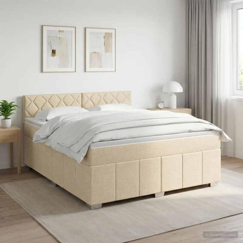 Boxspringbed 140x190 cm crèmekleurig