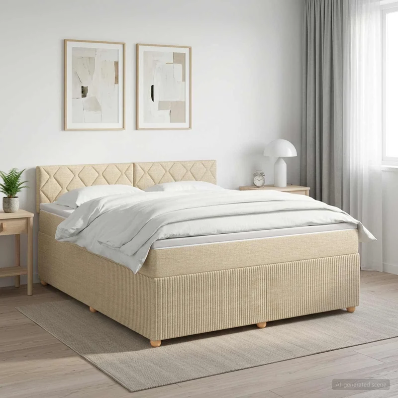 Boxspringbed met matras 140x190 cm crèmekleurig