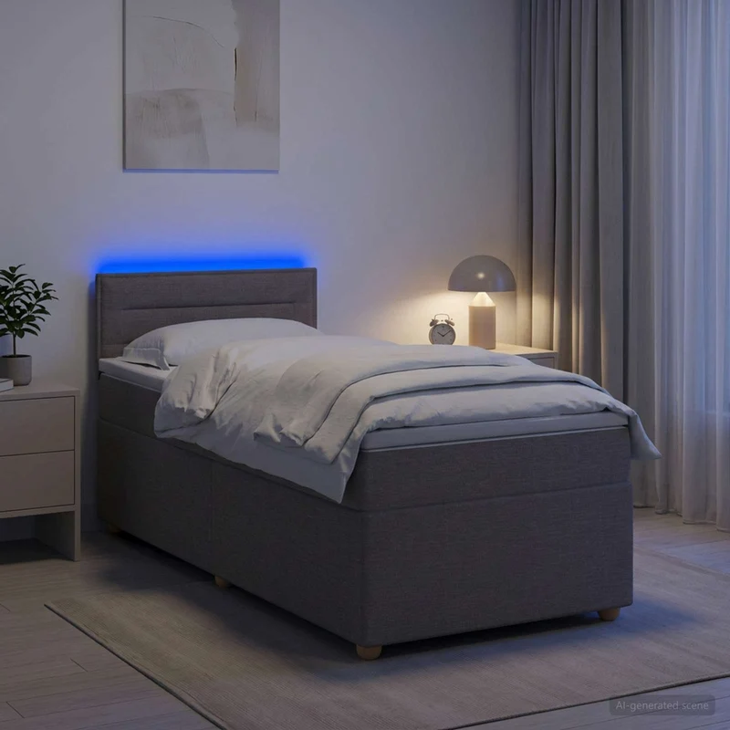 Boxspringbed 100x200 cm taupe met matras en hoofdeinde