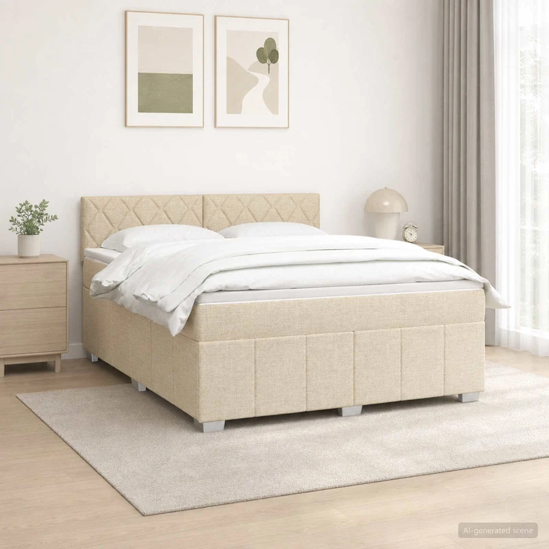 Boxspringbed met matras 140x190 cm crème